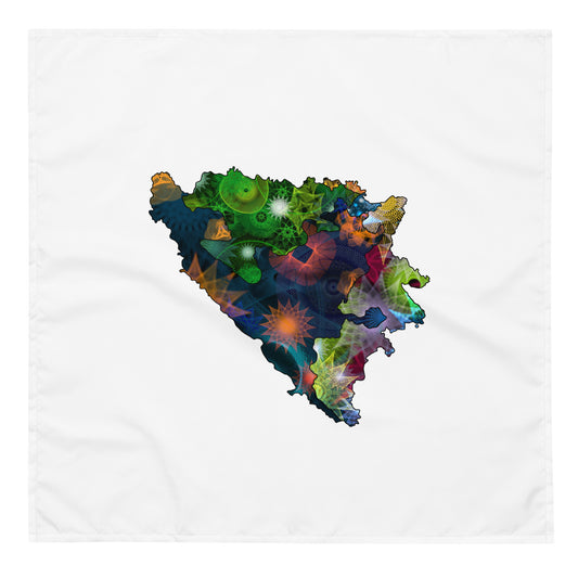 Spirograph Patterned Political divisions of Bosnia and Herzegovina Map All-Over Print Bandana