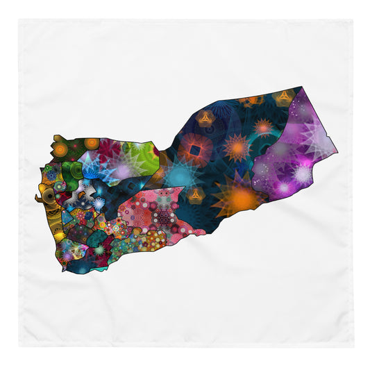 Spirograph Patterned Yemen Governorates Map All-Over Print Bandana