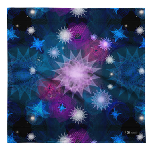 Starlit Supernova: a Patterned Spirograph Collage All-Over Print Bandana