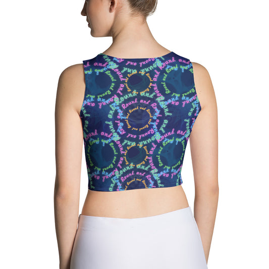 Round and Round: a Patterned Spirograph Collage All-Over Print Crop Top