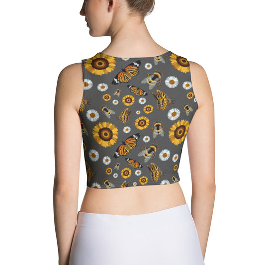 Spirograph Bees Butterflies and blooms Pattern All-Over Print Crop Top