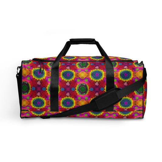 Red Kaleidoscope: a Patterned Spirograph Collage All-Over Print Duffle Bag