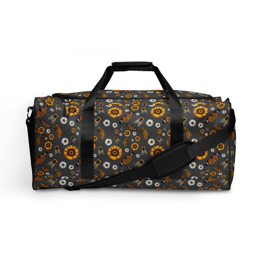 Spirograph Bees Butterflies and blooms Pattern All-Over Print Duffle Bag