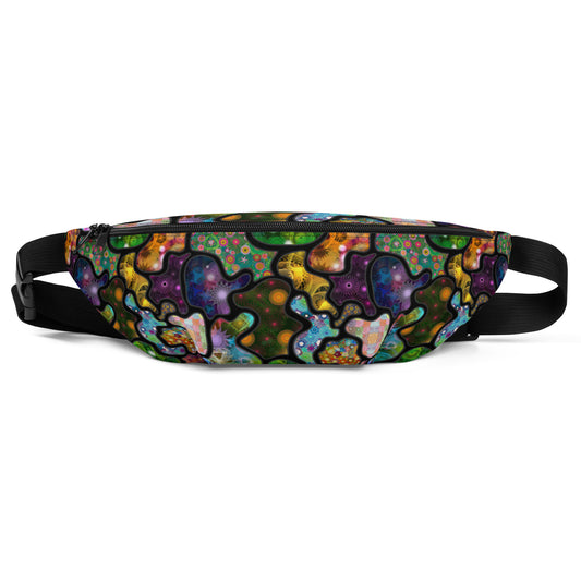 Dark Terrain: a Patterned Spirograph Collage All-Over Print Fanny Pack