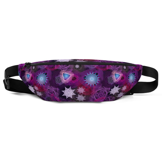 Hazy Purples: a Patterned Spirograph Collage All-Over Print Fanny Pack