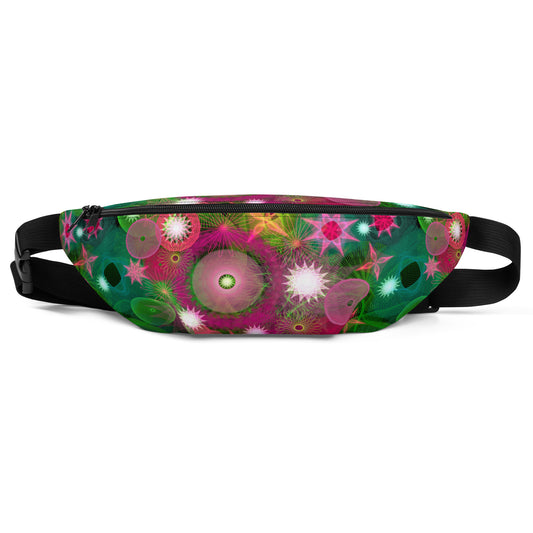 Jungle Stars: a Patterned Spirograph Collage All-Over Print Fanny Pack