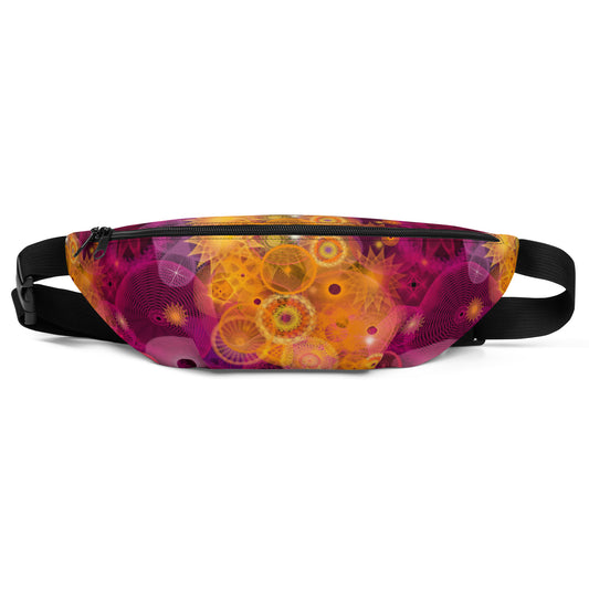 Pink and orange: a Patterned Spirograph Collage All-Over Print Fanny Pack