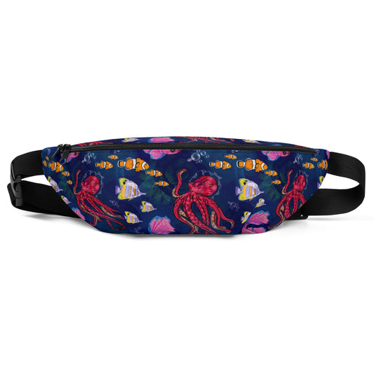 Under the Sea: a Patterned Spirograph Collage All-Over Print Fanny Pack
