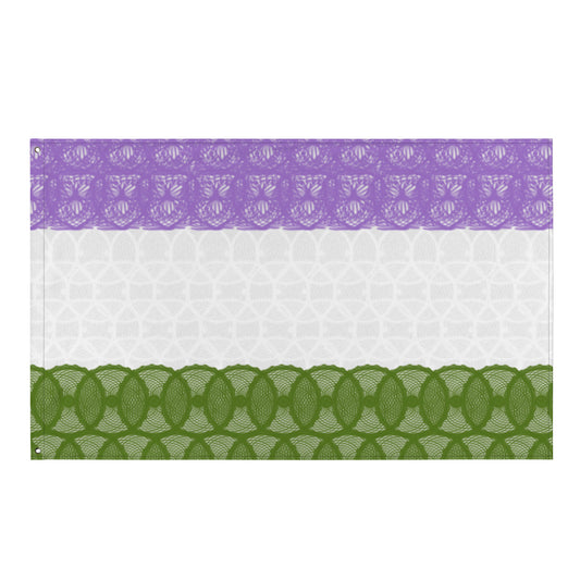 Spirograph Patterned Genderqueer Flag All over print flag