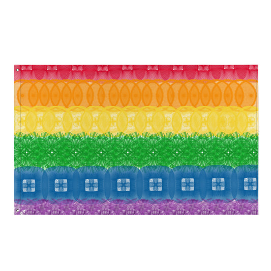 Spirograph Patterned Gay Pride Flag All over print flag