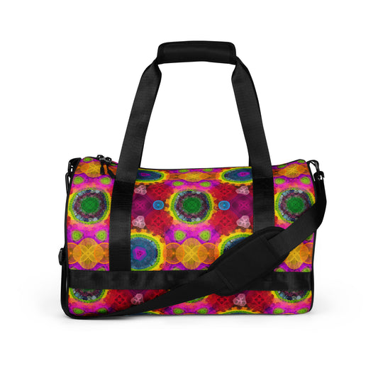 Red Kaleidoscope: a Patterned Spirograph Collage All-Over Print Gym Bag