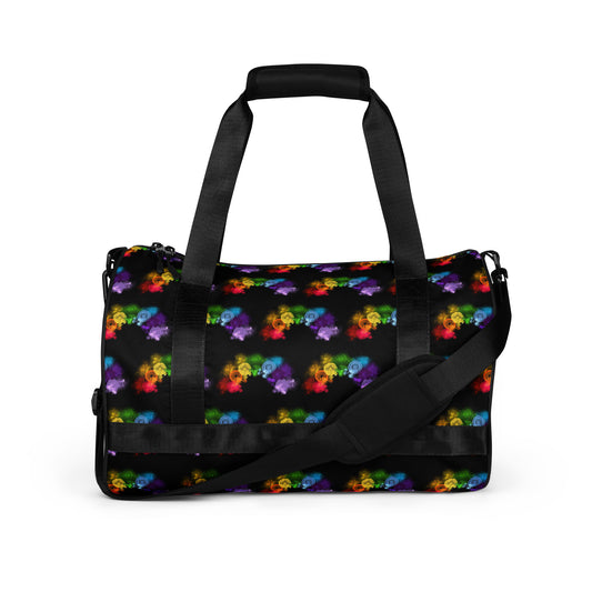 Spirograph Electric Rainbow: a Patterned Spirograph Collage All-Over Print Gym Bag