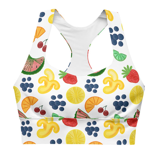 Feeling Fruity: a Patterned Spirograph Collage All-Over Print Longline Sports Bra