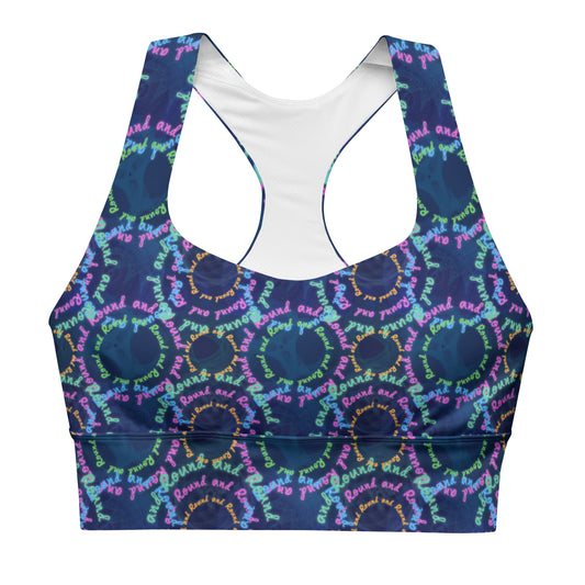 Round and Round: a Patterned Spirograph Collage All-Over Print Longline Sports Bra