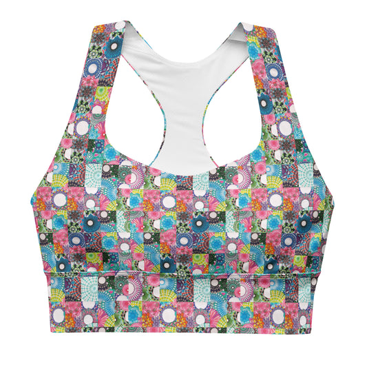 Tiled spirals: a Patterned Spirograph Collage All-Over Print Longline Sports Bra
