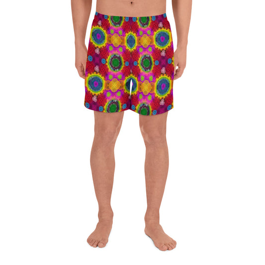 Red Kaleidoscope: a Patterned Spirograph Collage All-Over Print Men's Recycled Athletic Shorts