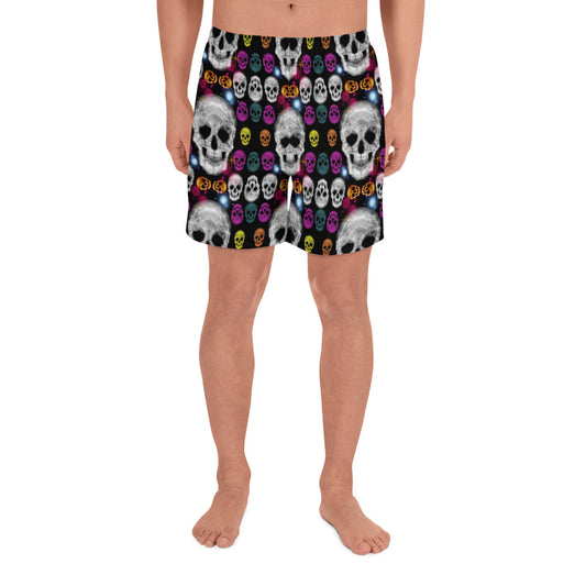 Spooky Skulls: a Patterned Spirograph Collage All-Over Print Men's Recycled Athletic Shorts