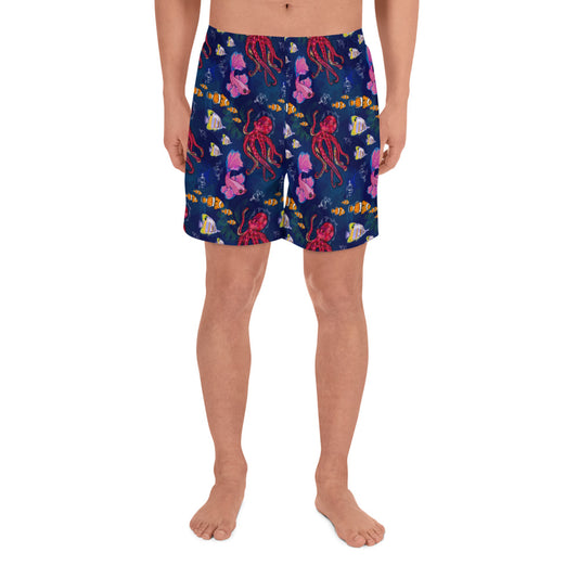 Under the Sea: a Patterned Spirograph Collage All-Over Print Men's Recycled Athletic Shorts