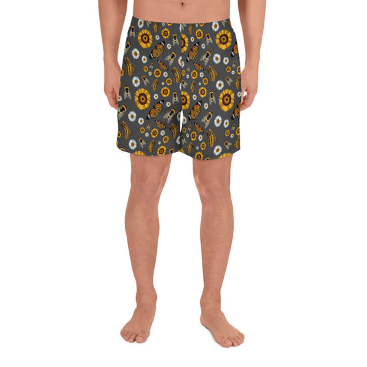 Spirograph Bees Butterflies and blooms Pattern All-Over Print Men's Recycled Athletic Shorts