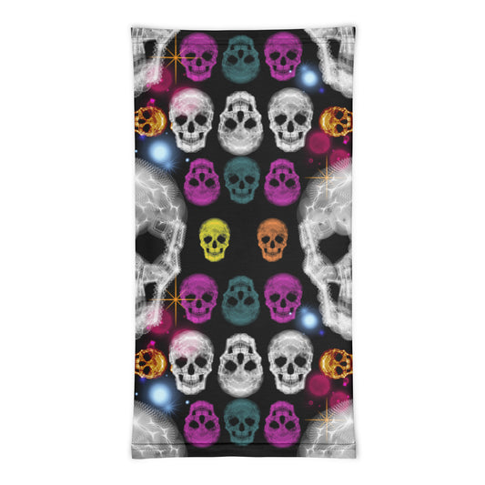 Spooky Skulls: a Patterned Spirograph Collage All-Over Print Neck Gaiter