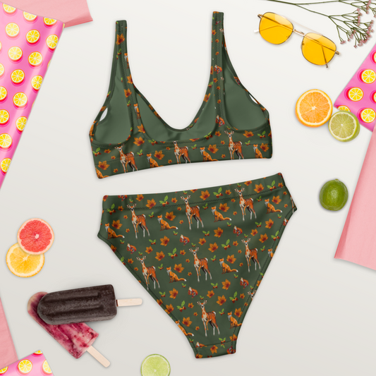 Autumn forest spirals, a Patterned Spirograph Collage All-Over Print Recycled High-Waisted Bikini