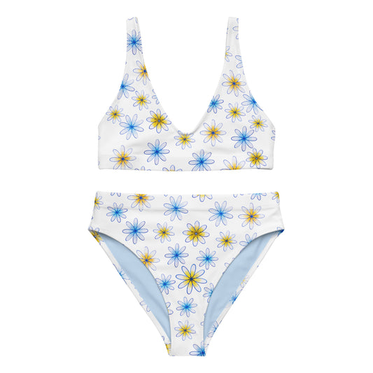 Daisy Daisy: a Patterned Spirograph Collage All-Over Print Recycled High-Waisted Bikini
