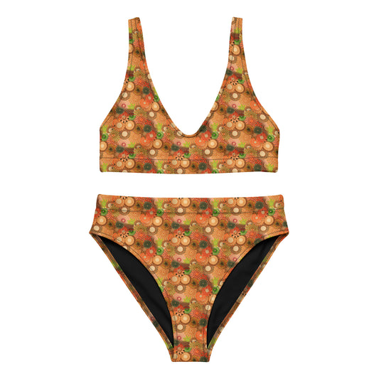 Autumn Spirals, a Patterned Spirograph Collage Recycled high-waisted bikini