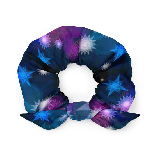 Starlit Supernova: a Patterned Spirograph Collage All-Over Print Recycled Scrunchie