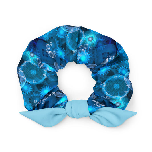 Ocean Patterns: a Patterned Spirograph Collage All-Over Print Recycled Scrunchie