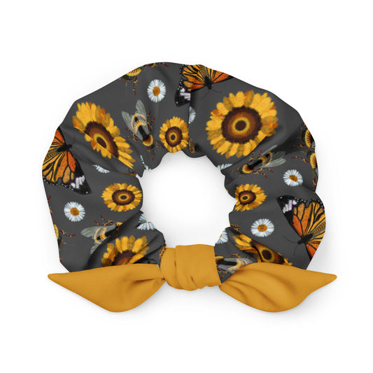 Spirograph Bees Butterflies and blooms Pattern All-Over Print Recycled Scrunchie