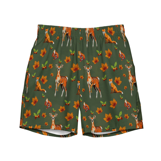 Autumn forest spirals, a Patterned Spirograph Collage All-Over Print Recycled Swim Trunks