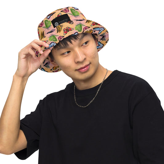 Butterfly Kaleidoscope: a Patterned Spirograph Collage All-Over Print Reversible Bucket Hat