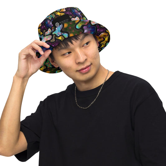 Dark Terrain: a Patterned Spirograph Collage All-Over Print Reversible Bucket Hat