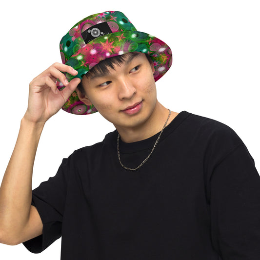 Jungle Stars: a Patterned Spirograph Collage All-Over Print Reversible Bucket Hat