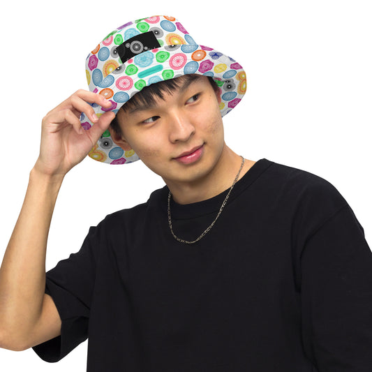 Pretty Pinks: a Patterned Spirograph Collage All-Over Print Reversible Bucket Hat