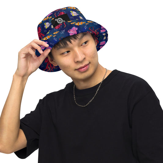 Under the Sea: a Patterned Spirograph Collage All-Over Print Reversible Bucket Hat
