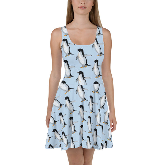 Spirograph Adelie Penguin Bird Skater Dress