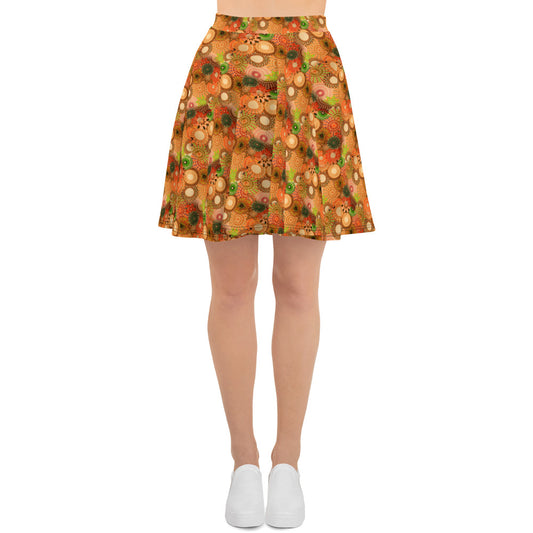 Autumn Spirals, a Patterned Spirograph Collage Skater Skirt