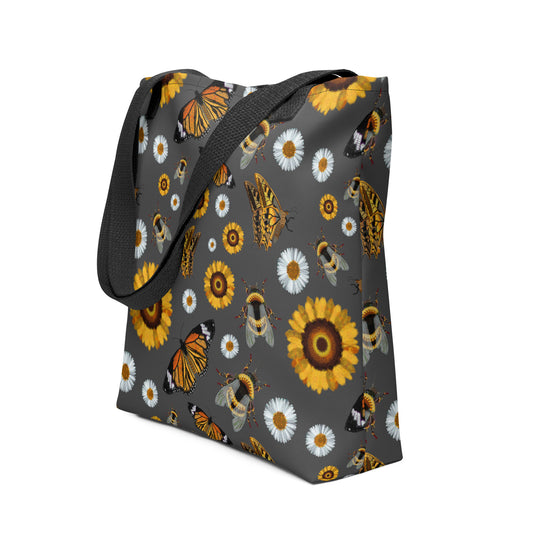 Spirograph Bees Butterflies and blooms Pattern All-Over Print Tote