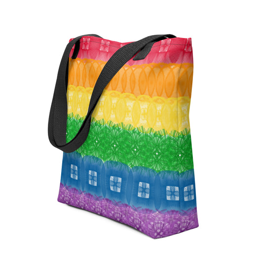 Spirograph Patterned Gay Pride Flag All-Over Print Tote