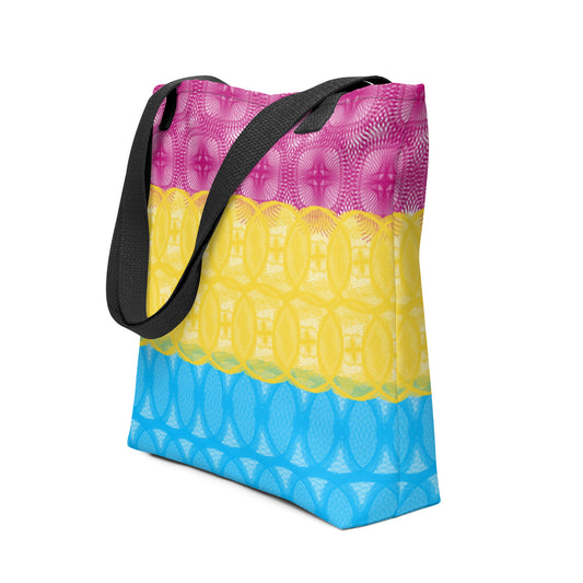 Spirograph Patterned Pansexual Flag All-Over Print Tote