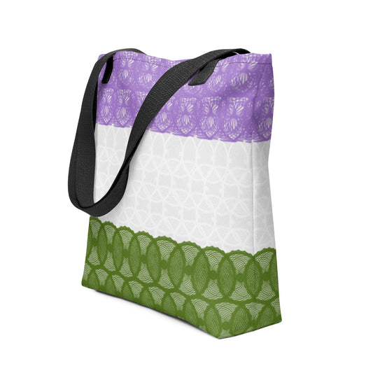 Spirograph Patterned Genderqueer Flag All-Over Print Tote