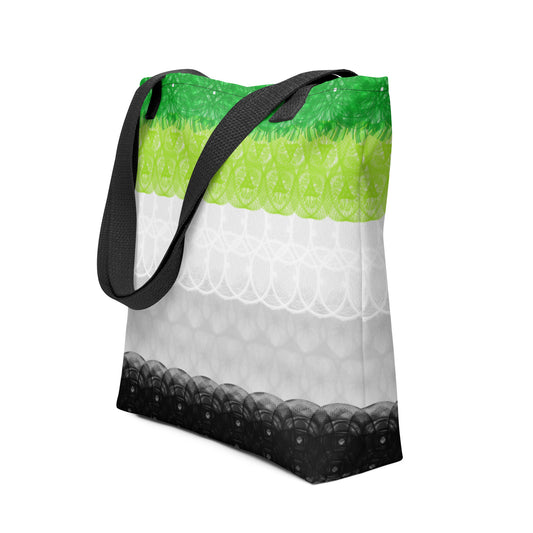 Spirograph Patterned Aromantic Flag All-Over Print Tote