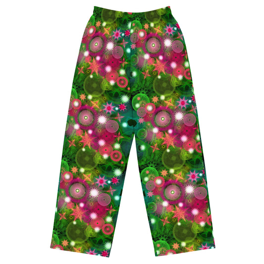 Jungle Stars: a Patterned Spirograph Collage All-Over Print Unisex Wide-Leg Pants