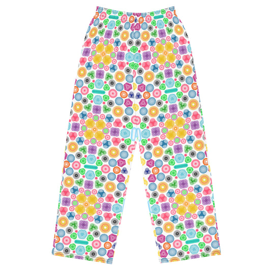 Pretty Pinks: a Patterned Spirograph Collage All-Over Print Unisex Wide-Leg Pants
