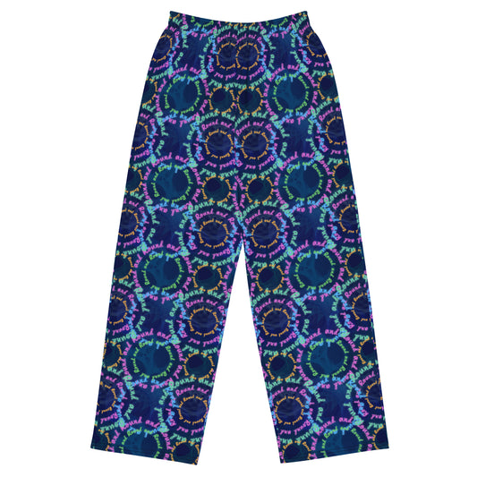 Round and Round: a Patterned Spirograph Collage All-Over Print Unisex Wide-Leg Pants