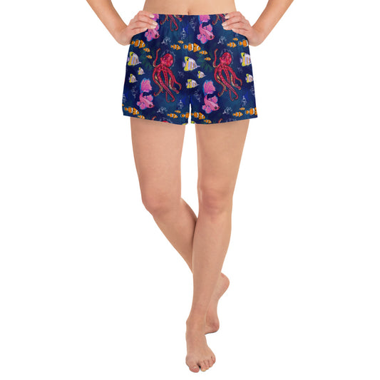 Under the Sea: a Patterned Spirograph Collage All-Over Print Women’s Recycled Athletic Shorts