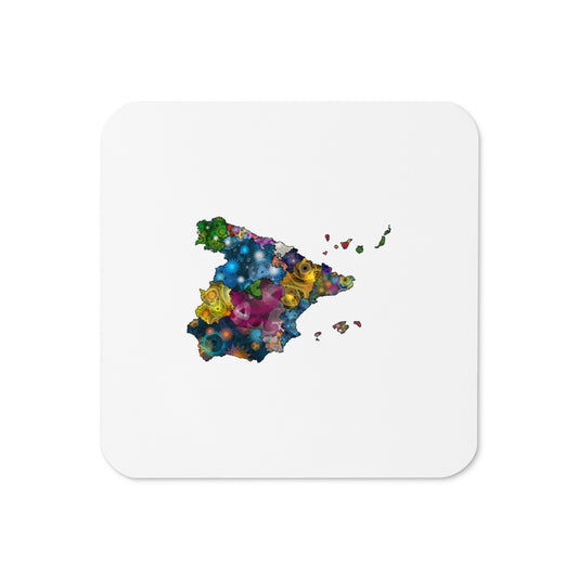 Spirograph Patterned Spain Provinces Map Cork-Back Coaster