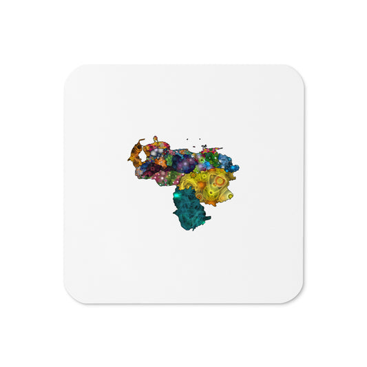 Spirograph Patterned Venezuela States Map Cork-Back Coaster