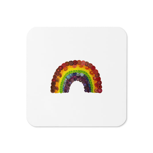Spirograph Rainbow: a Patterned Spirograph Collage Cork-Back Coaster